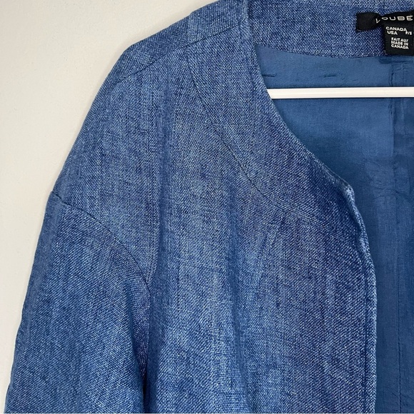 Vintage Louben Canada Linen Open Front Cardigan Blazer Blue Sz S Blue minimalist - Picture 2 of 12